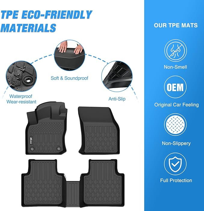 Nilight TPE Floor Mats for Volkswagen Tiguan 2018 2019 2020 2021 2022 2023 2024, All Weather Custom Fit Heavy Duty Floor Liners