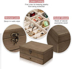 Pinzoveco Jewelry Box for Women, Rustic Wooden Jewelry Organizer Box for Storage Earrings Rings Necklace Bracelet, Farmhouse 