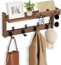 dreampossible Coat Rack Wall Mount with Shelf, Coat Hanger Wall Mount with Key Hooks and Mail Holder, Wood Entryway Floating 
