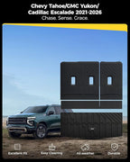 3W Cargo Liner & Seat Back Mats for 2021-2026 Chevrolet Chevy Tahoe/GMC Yukon (Only Yukon, Not Fit Yukon XL)/Cadillac Escalade (Only Escalade, Not Fit Escalade ESV), All Weather TPE Custom Fit