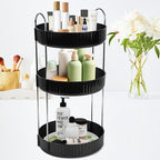 Rotating Makeup Organizer Countertop 3 Tier Lazy Susan Trays Spinning Skincare Perfume Storage for Bathroom Counter Vanity, B