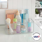 STORi 5-Compartment Clear Plastic Organizer | Rectangular Divided Makeup and Vanity Storage Bin and Office Desk Caddy | Scall