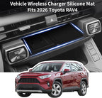 Wireless Charging Protective Mat for Toyota RAV4 2026, Silicone Anti-Slip Center Console Wireless Charger Cover Pad, Interior
