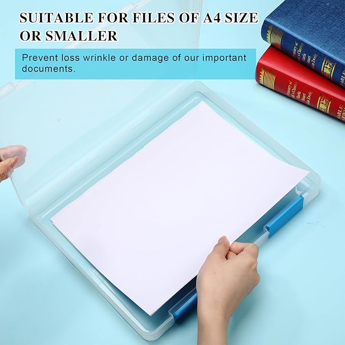 PerKoop 6 Pcs Clear Paper Storage Box A4 Plastic File Box Document Paper Organizer Storage Board Game Project Cases Container