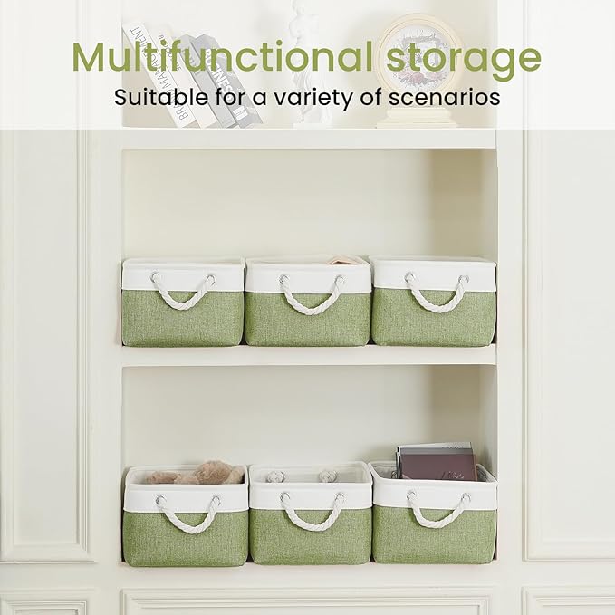 Storage Baskets for Shelves 13.8x9.8x6.7 Inch, Foldable Fabric Storage Bins with Handles, Small Storage Baskets for Organizin
