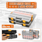 Jack Boss Tool Box with Transparent Lid, Single Side 17-Compartments Organizer Box with Removable Dividers for Hardware, Scre