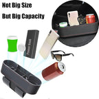 Iokone Coin Side Pocket Console Side Pocket Leather Cover Car Cup Holder Auto Front Seat Organizer Cell Mobile Phone Holder (Slim-Black)
