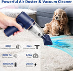 8Kpa Mini Handheld Vacuum Cleaner, 120W High Power Cordless Keyboard Vacuum, 2-in-1 Desk Vacuum & Air Duster with LED Light &