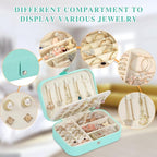 Travel Jewelry Box, PU leather Small Jewelry Organizer For Female Girls, double layer portable mini travel case for storing e