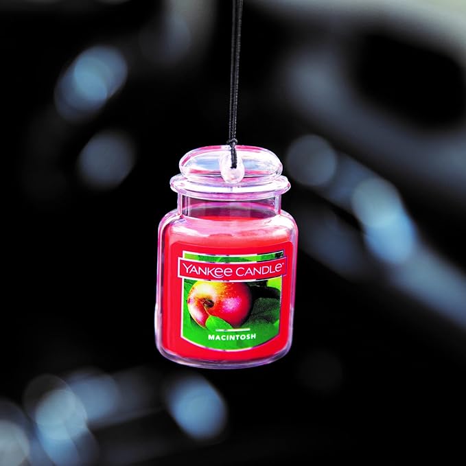 Yankee Candle Car Jar Ultimate Hanging Air Freshener, Macintosh Scent, Neutralizes Odors, Up to 30 Days