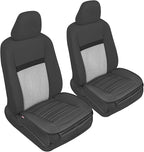 Motor Trend Seat Covers for Cars Trucks SUV, Faux Leather 2-Pack Black Padded with Storage Pockets, Premium Interior Car Seat