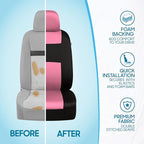 BDK PolyPro Car Seat Covers Full Set in Pink on Black – Front and Rear Split Bench Seat Covers for Cars, Easy to Install Car 