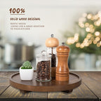 Round Decorative Tray Wood Bathroom Counter Organizer Farmhouse Kitchen Decor Wooden Riser for Soap Dish, Perfume, Candle, Sp