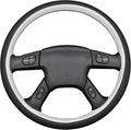 MEWANT Hand Stitched Steering Wheel Cover for Chevy Silverado 1500 2003-2006 Trailblazer White Black Faux Leather Wrap