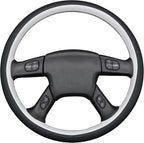 MEWANT Hand Stitched Steering Wheel Cover for Chevy Silverado 1500 2003-2006 Trailblazer White Black Faux Leather Wrap