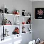 Industrial Pipe Shelving Rustic White Pipe Wall Shelves Industrial Shelves with Wood Planks Floating Shelves 60 Inch Farmhous