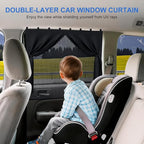 Car Window Shades with 8 Strong Magnets-26.8"x19.7" Dual Layer Car Rear/Side Window Sunshade for Baby Semi-Transparent 2-in-1 Universal Auto Sun Shade for Kid & Pet Protection (2 Pack) Black