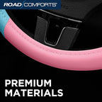 Road Comforts Car Steering Wheel Cover - Microfiber Leather Steering Wheel Wrap Sports 14.5-15 Inch Steering Wheel Cover Non-