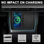 BestEvMod 5PCS Center Console Organizer Compatible with 2026 2025 Tesla New Model Y Juniper Accessories ABS Slide Smoothly Cup Holder Insert Wireless Charger Mat Silicone (White) Not fit Standard