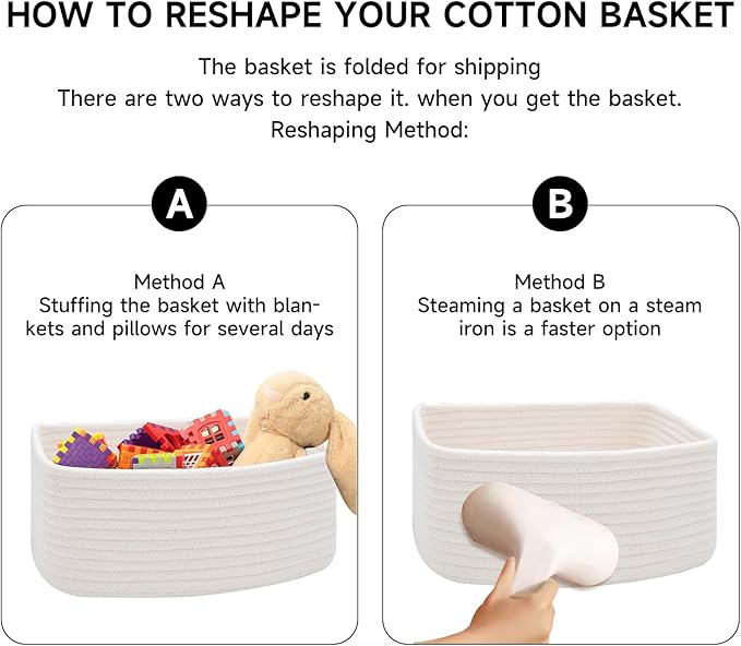 MiniArk Small Storage Baskets for Organizing | Closet Organizer Bins | Shelf Toy Basket | Woven Rope Baskets | Cube Decorativ