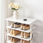 HOOBRO Vertical Shoe Rack, 8 Tier Wooden Shoe Storage Organizer with Hooks, Narrow Shoe Tower for 16 Pairs, Space Saving, for