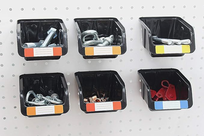 Colorstorm Pegboard Bins Kit 12 PACK Black Pegboard Parts Storage Tool Peg Borad Workbench Bins Organize Hardware,Attachments