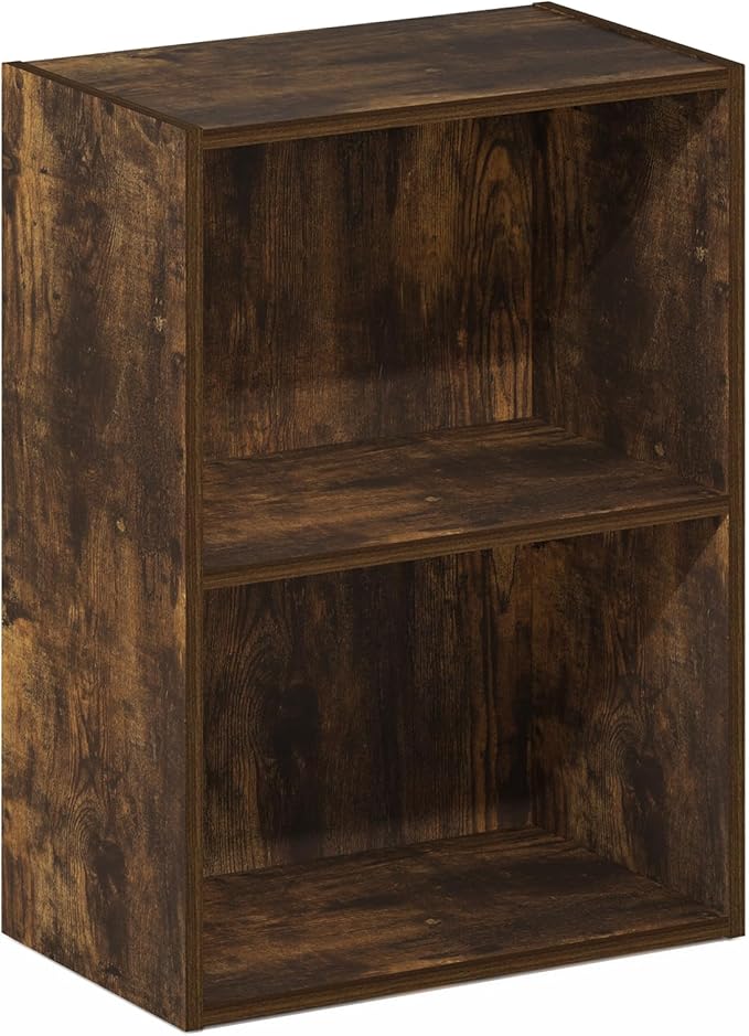 Furinno LUDER Book Shelf, 2-Tier Modern Bookshelf, Open Shelves Bookcase, 9" x 16" x 21", for Living Room, Bedroom, Home Offi