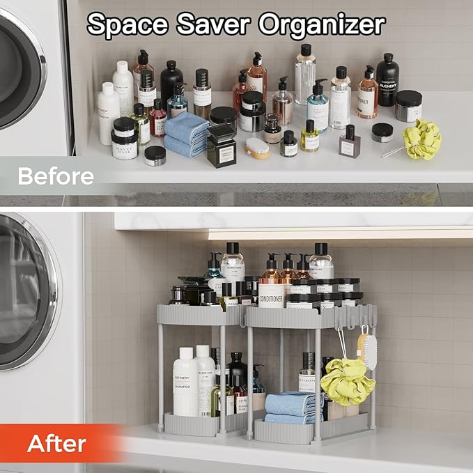 Ukeetap 2 Pack Multi-Purpose Pull-Out Storage Organizers, Under Sink Organizers and Storage for Bathroom & Kitchen, Under Cab