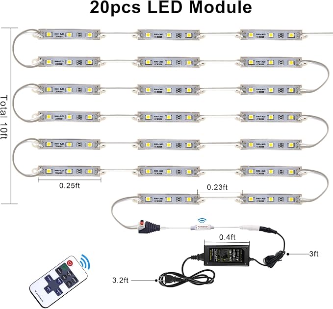 LED Storefront Lights Store Window Lights for Business Waterproof Decorative Light for Advertising Letter Signs Lightbox 5050 SMD Window Strips 40ft 80 Pieces LED Modules 4 Packs