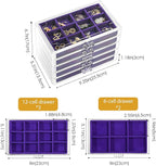ProCase Earring Holder Organizer Jewelry Box with 5 Drawers, Acrylic Clear Earring Case with Adjustable Velvet Trays for Wome