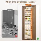 Mefirt Over The Door Organizer, 7 Tier Door Hanging Organizers with 7 Large Pockets 12 Side Pockets, Behind Door Storage Hang