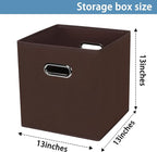 Fabric Cubby Storage Bins, 13x13x13 Inches, Foldable Storage Bins with Dual Handles, Set of 6, Coffee