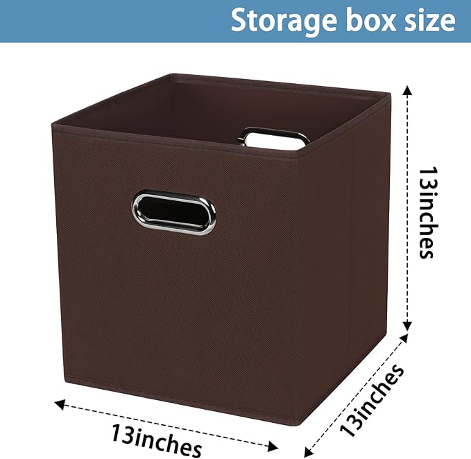 Black Fabric Cubby Storage Bins,13x13x13 Inches ,Cube Organizer Bin Foldable Storage Boxes with Dual Handles Fabric Organizer
