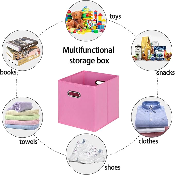STOREONE Fabric Storage Bins Cubes Baskets Containers-(11X11X11) with Dual Handles for Shelf Closet, Nursery Home ， Bedroom O