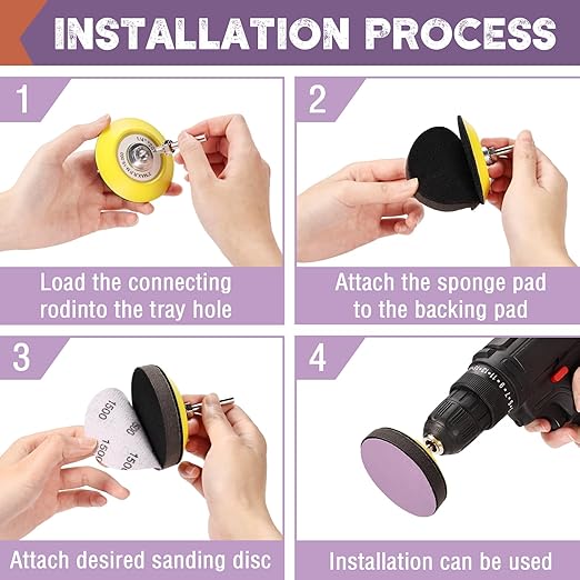 108Pcs 3 Inch Sanding Discs Drill Sanding Attachment, 60 80 320 800 1000 1200 1500 2000 3000 5000 Grit Sandpaper Hook and Loo