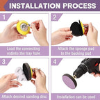 108Pcs 3 Inch Sanding Discs Drill Sanding Attachment, 60 80 320 800 1000 1200 1500 2000 3000 5000 Grit Sandpaper Hook and Loo