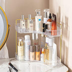 shuang qing 2-Tier Corner Bathroom Counter Organizer – Classic Storage Shelf for Makeup, Perfume & Toiletries, Space-Saving C