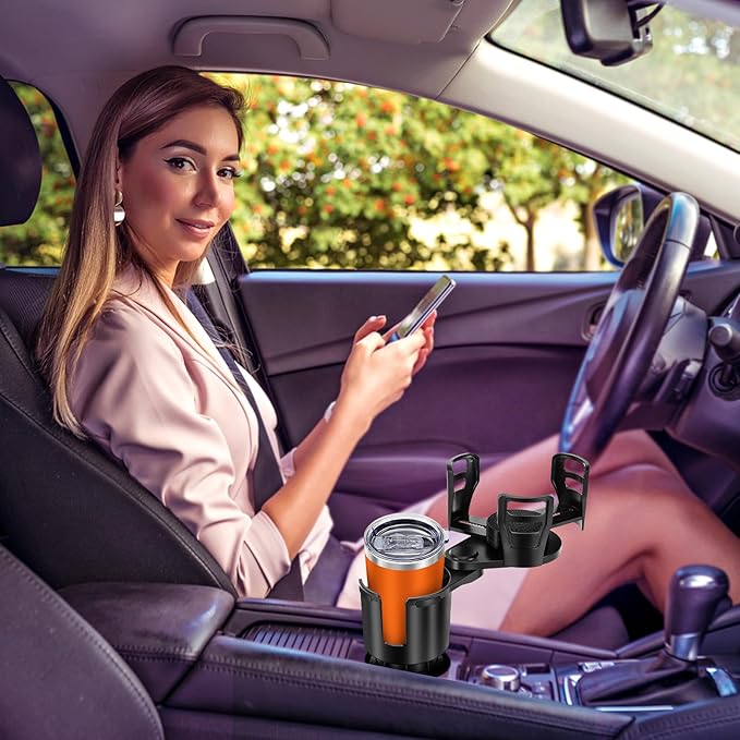 Car Cup Holder Expander, Universal 2 in 1 Large Cupholder Expander Adapter for Car with Adjustable Base, Fits Large Bottles, 