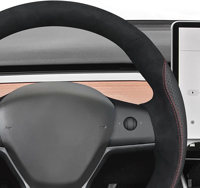 MEWANT Hand Stitched Steering Wheel Cover for Tesla Model 3 2017-2023 / Model Y 2020-2023 for Tesla Model 3/Y Accessories
