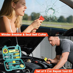 Car Emergency Roadside Tool Kit with Jumper Cable Shovel,Auto Truck Vehicle Assistant Safety Kit Bag for Men Women with First