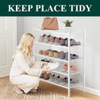 Smiry Bamboo Shoe Rack 5-Tier, Stackable Wooden Shoe Organizer for Entryway & Closet, Free Standing Wood Shoe Storage Shelf f