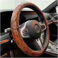 Leather Car Steering Wheel Cover, 15 Inch Anti-Slip Crocodile Pattern Steering Wheel Wrap with Rose Grain, Comfortable Grip W