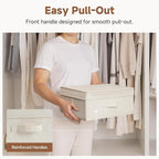 StorageWorks Closet Storage Bin with Lids, Decorative Storage Boxes with Handle, Fabric Storage Bins for Clothes, 15" x11¼x 6