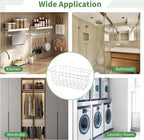 4PCS Hanging Wall Basket Wire Storage Baskets, White Wire Basket for Cabinet Door Organizer with 8 Hooks, Wall Mounted Shelf 