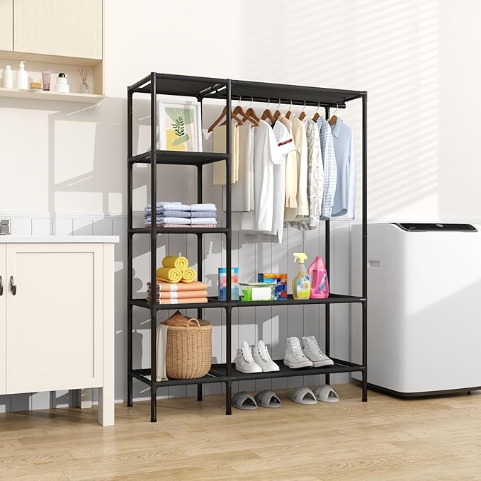 Dttwacoyh Portable Closets for Hanging Clothes, Clothing Rack with Shelves,Easy to Assembly,Suitable for Cloakroom,Bedroom,Li
