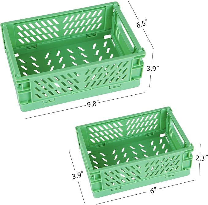 Tixill 2-Pack Mini Foldable Plastic Baskets for Organizing and Storage, Collapsible Storage Crate for Home Kitchen Bedroom Ba