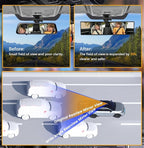 Rear View Mirror, Chrome Anti-glare Panoramic Rear Mirrors Universal 12 Inch Convex Car Interior Clip on Extra Big Wide Angle Rearview Mirror Extender to Reduce Blind Spot for Car SUV Trucks