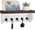 Key and Mail Holder Wall Mount, Key Holder with Shelf and Mail Organizer Wall Mount. Mail Holder with 5 Hooks for Coat, Dog L