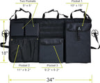 Car Trunk Organizer with Multiple Storage Compartments, Mesh Pockets, Black