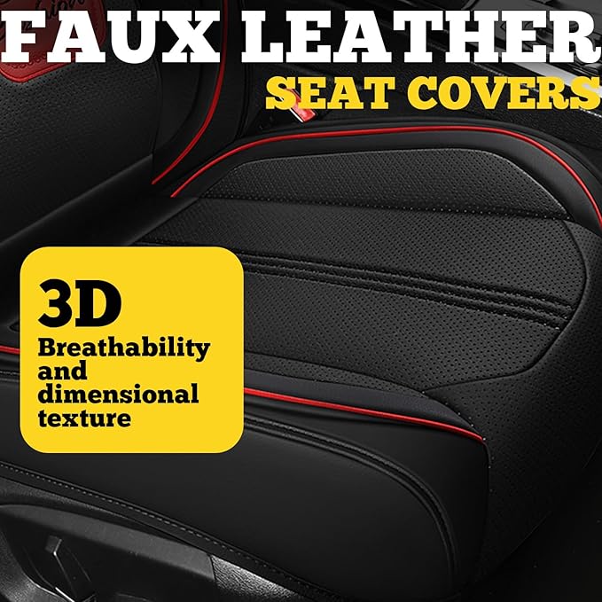LINGVIDO Car Seat Covers for Front Seats (2 Seats) - Premium Perforated Nappa Leather,Waterproof Shield, Omni-Adapt Fit for S
